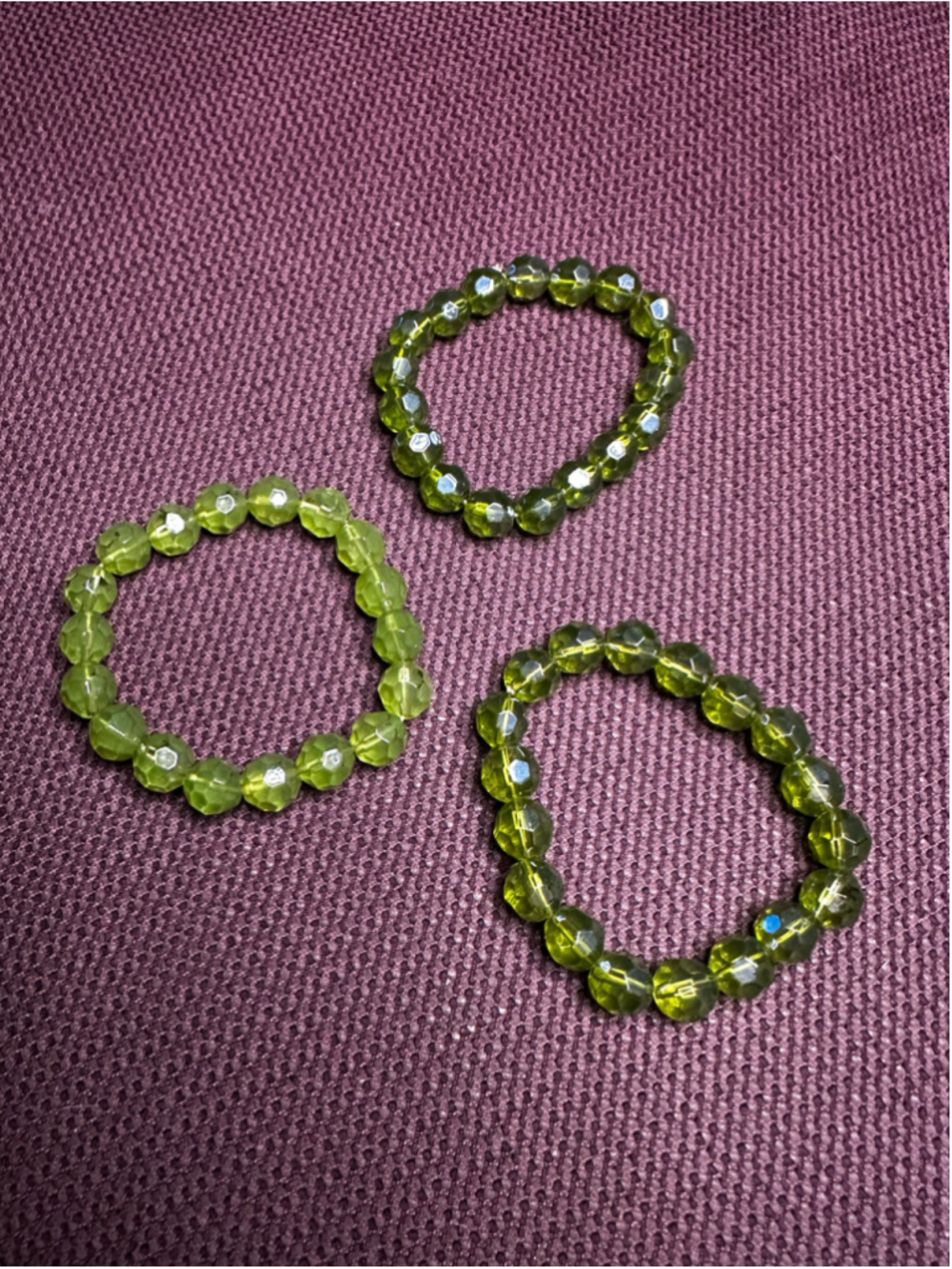 Green Beaded Bracelets, Set of 3